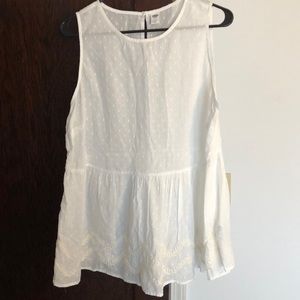 Old navy swiss dot embroidered peplum tank NWT